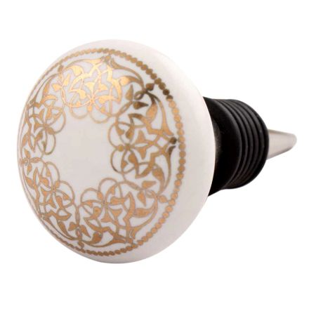Golden Rangoli Pattern Flat Ceramic Wine Stopper